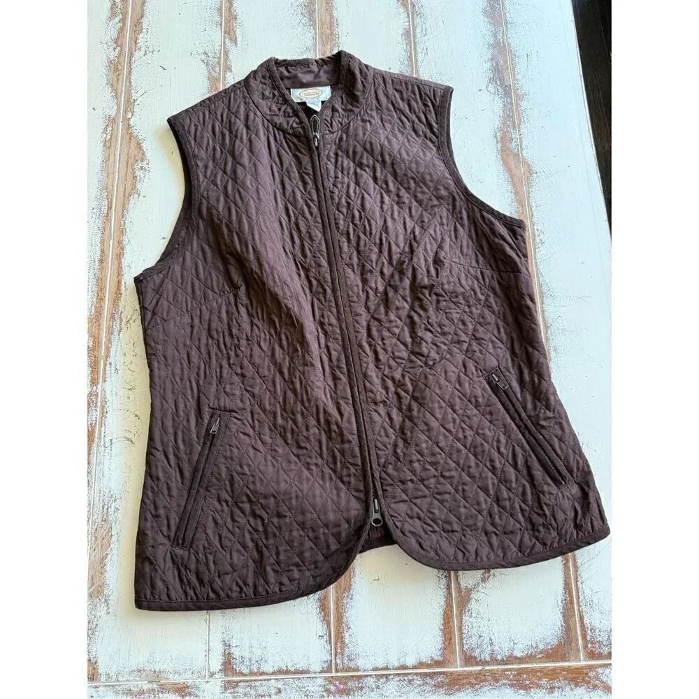 B43 -- Talbots thin quilted brown vest size medium petite